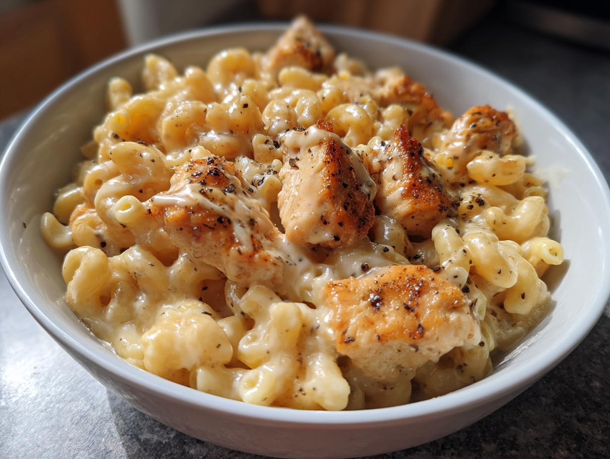25-Minute Creamy Honey Pepper Chicken Mac & Cheese Bliss